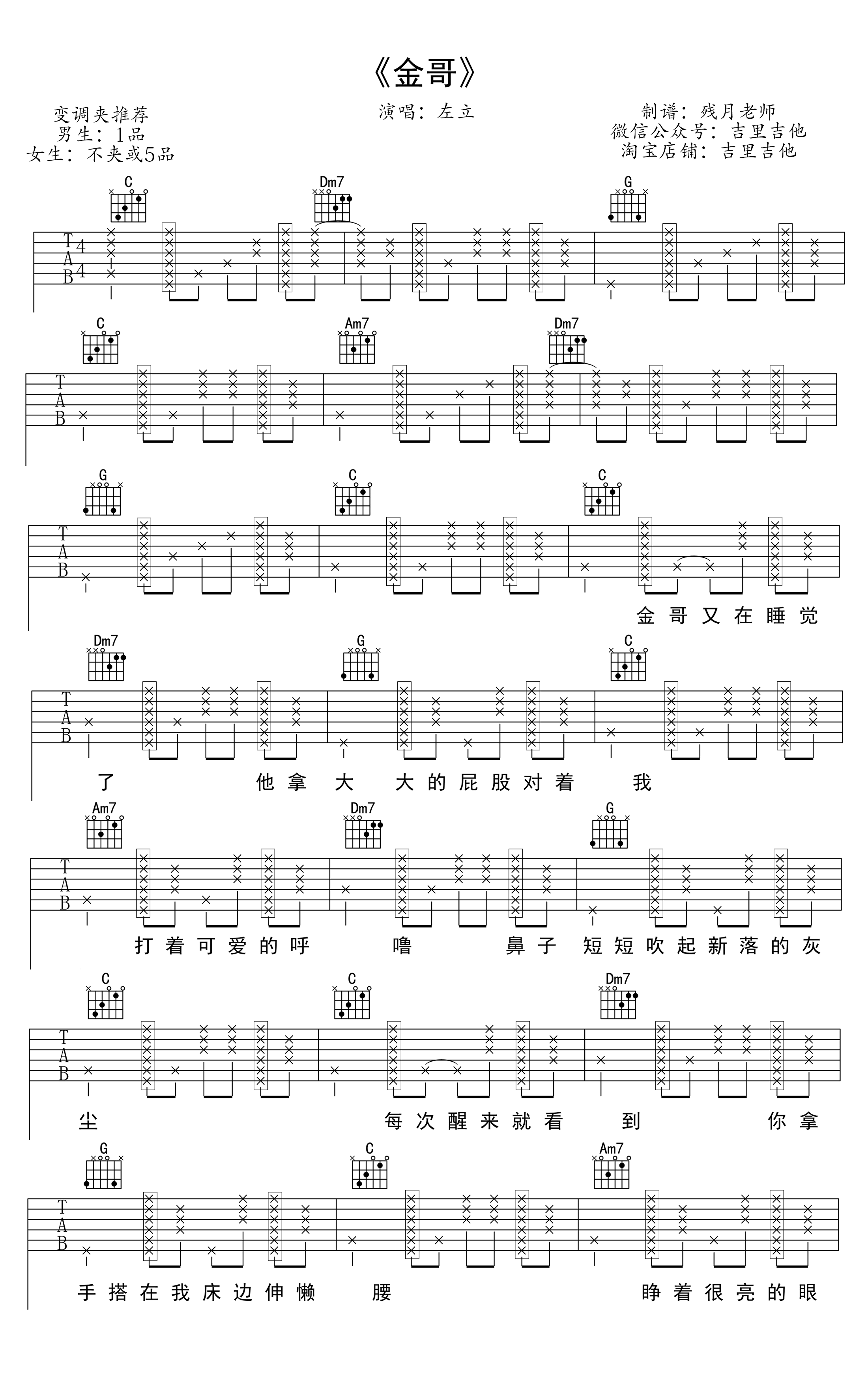 左立 金哥吉他谱1