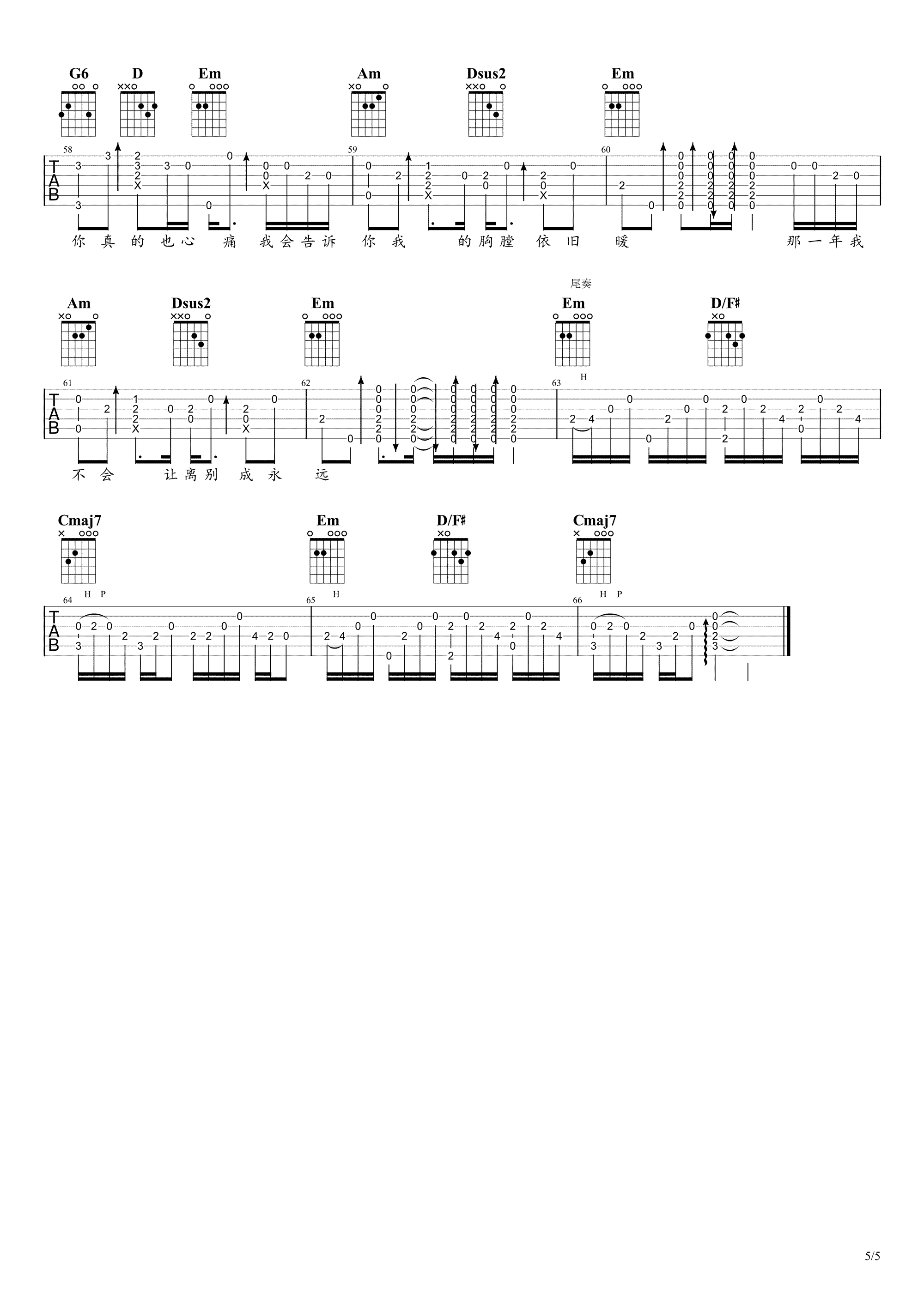 徐誉滕《等一分钟》指弹吉他谱-5