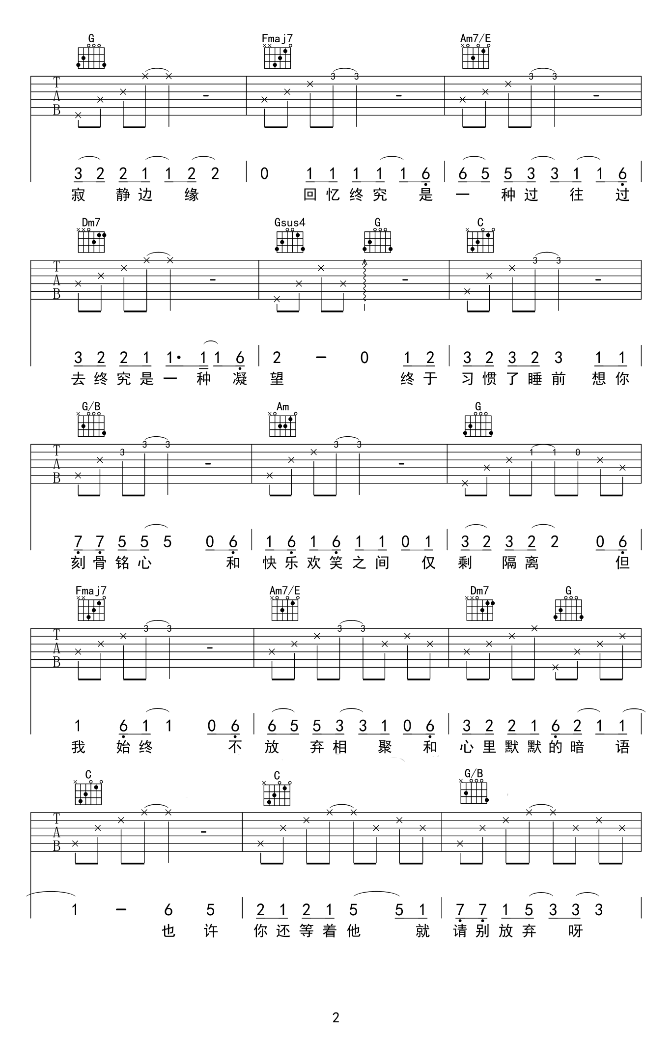 小伊伊 等他吉他谱2