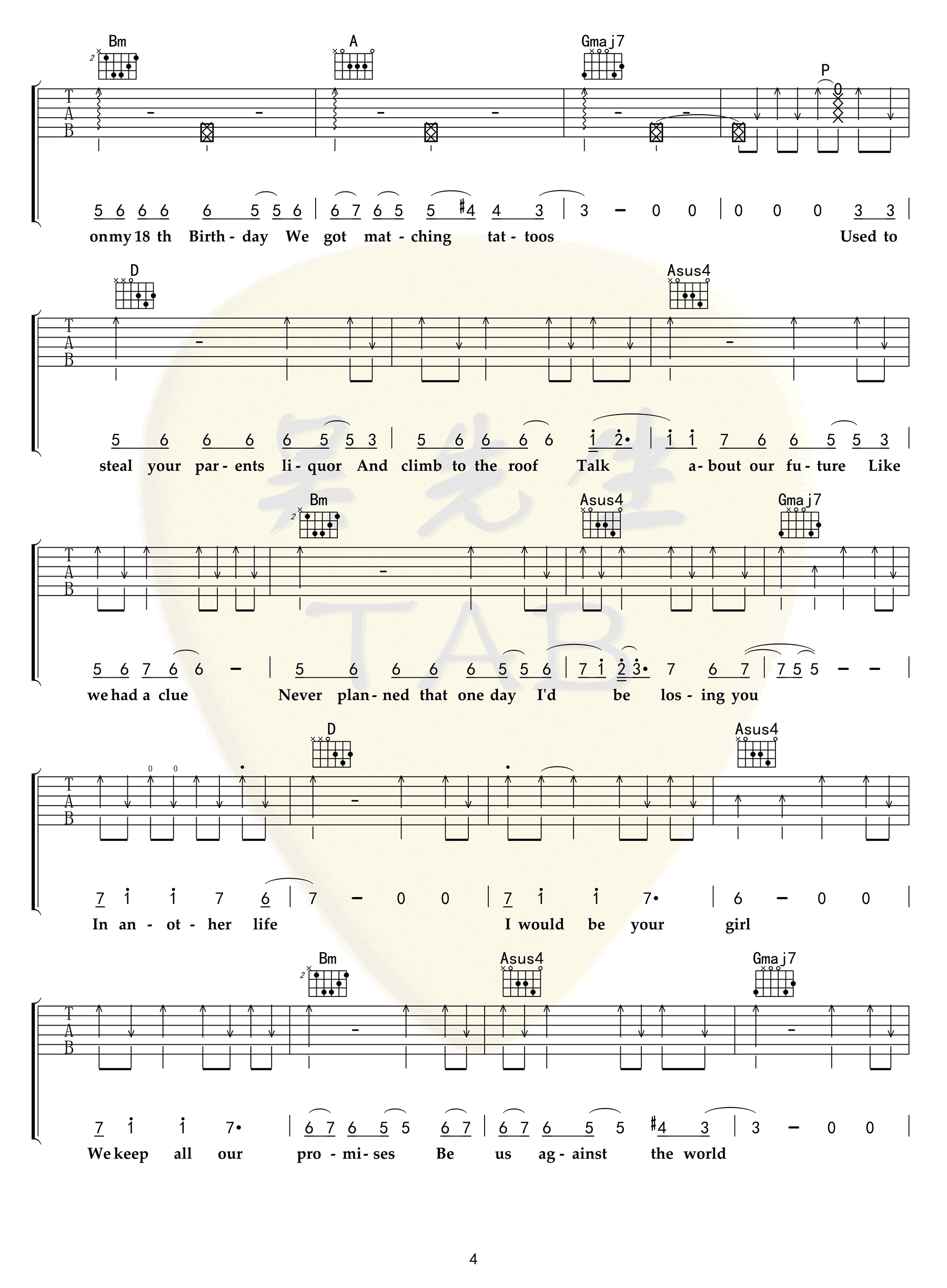 Dark Horse吉他谱 抖音版-4