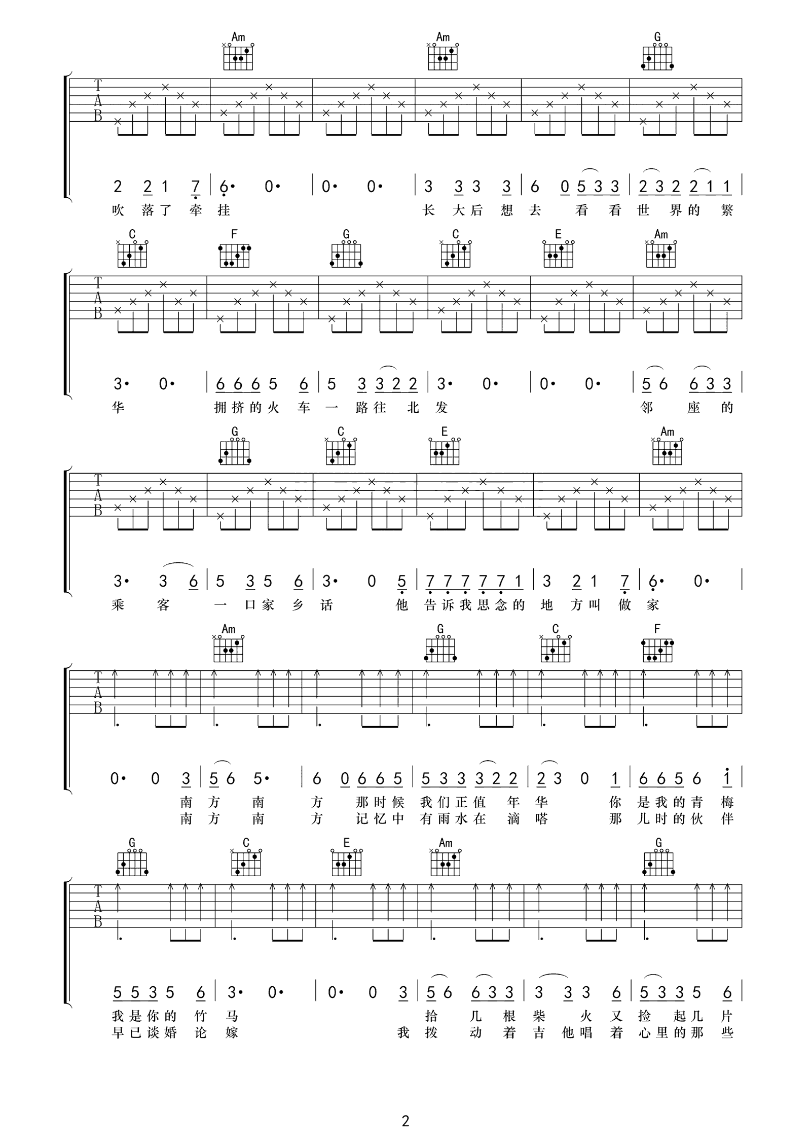 南方 南方吉他谱