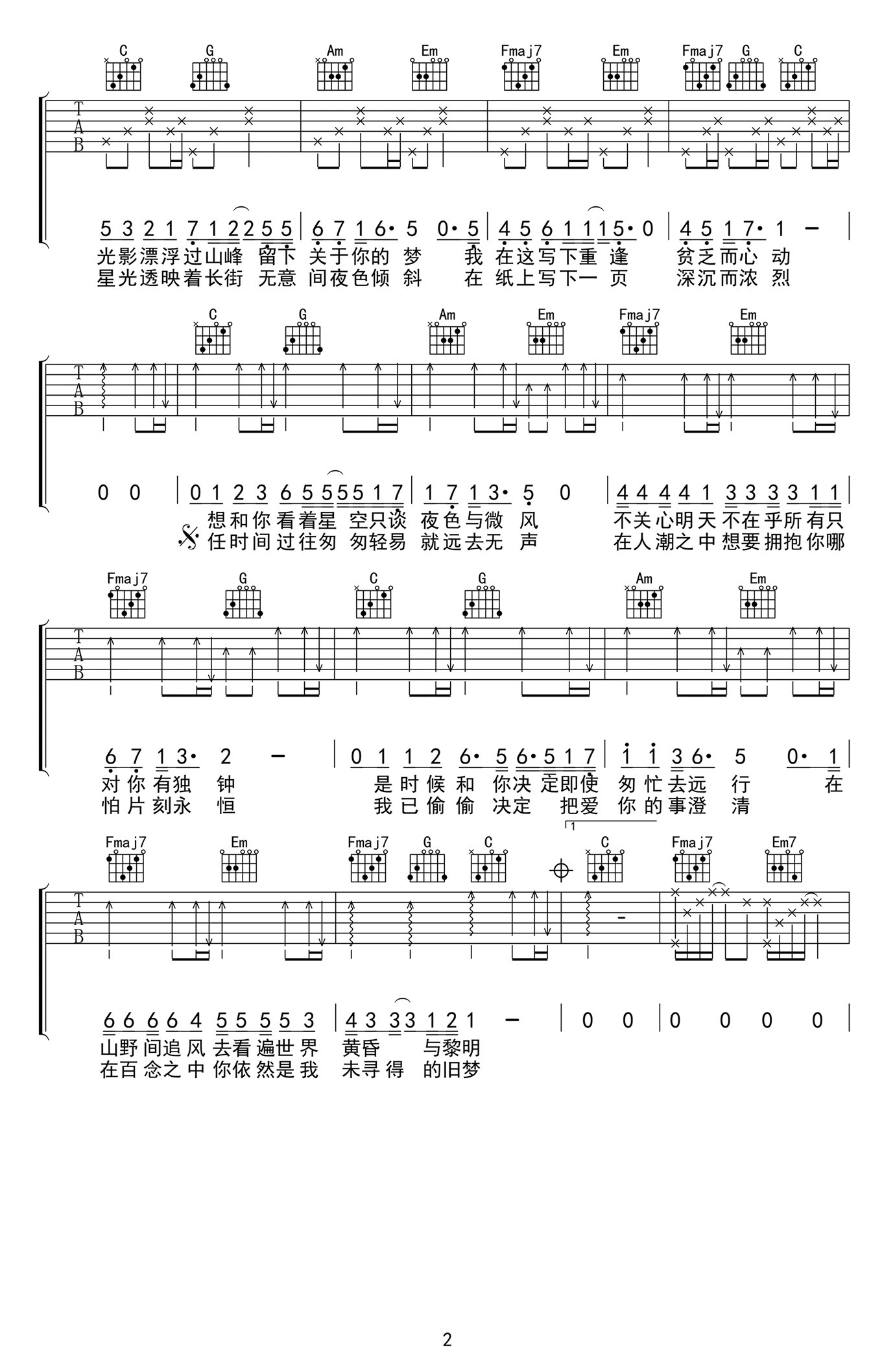 孟凡明 只只吉他谱-2