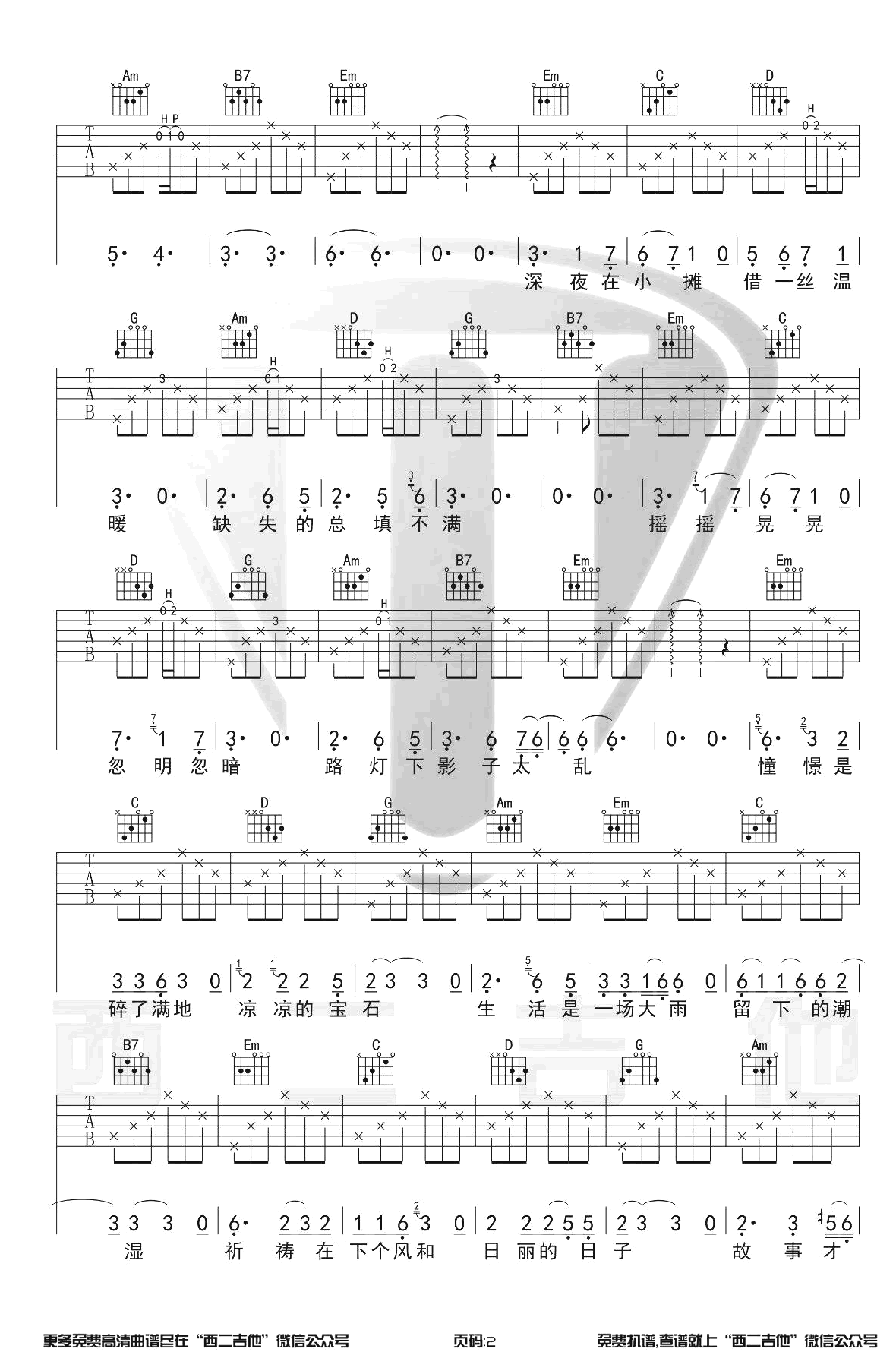 毛不易《深夜一角》吉他谱-2