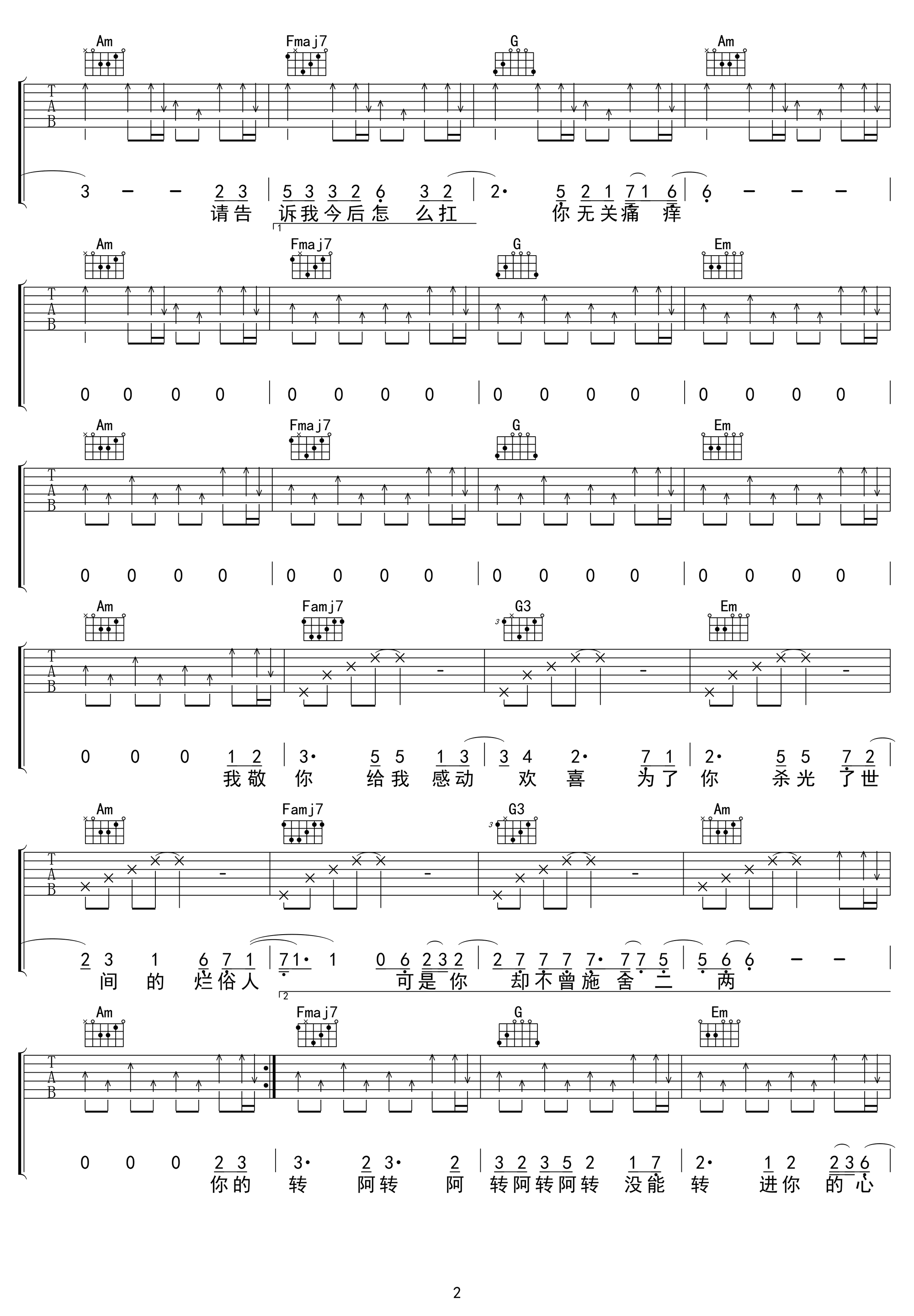 陈雪凝 你的酒馆对我打了烊吉他谱2