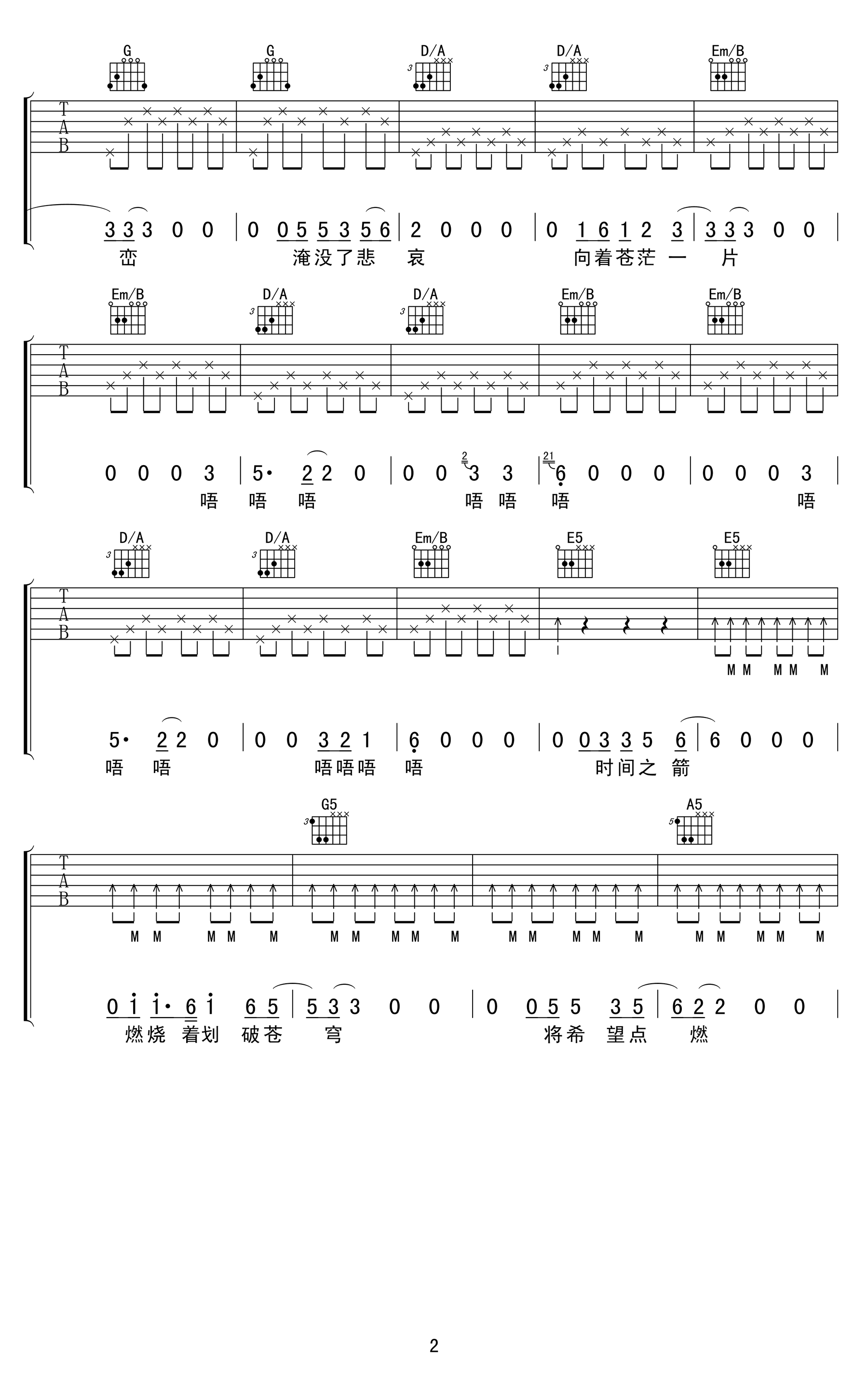 满江归来吉他谱2