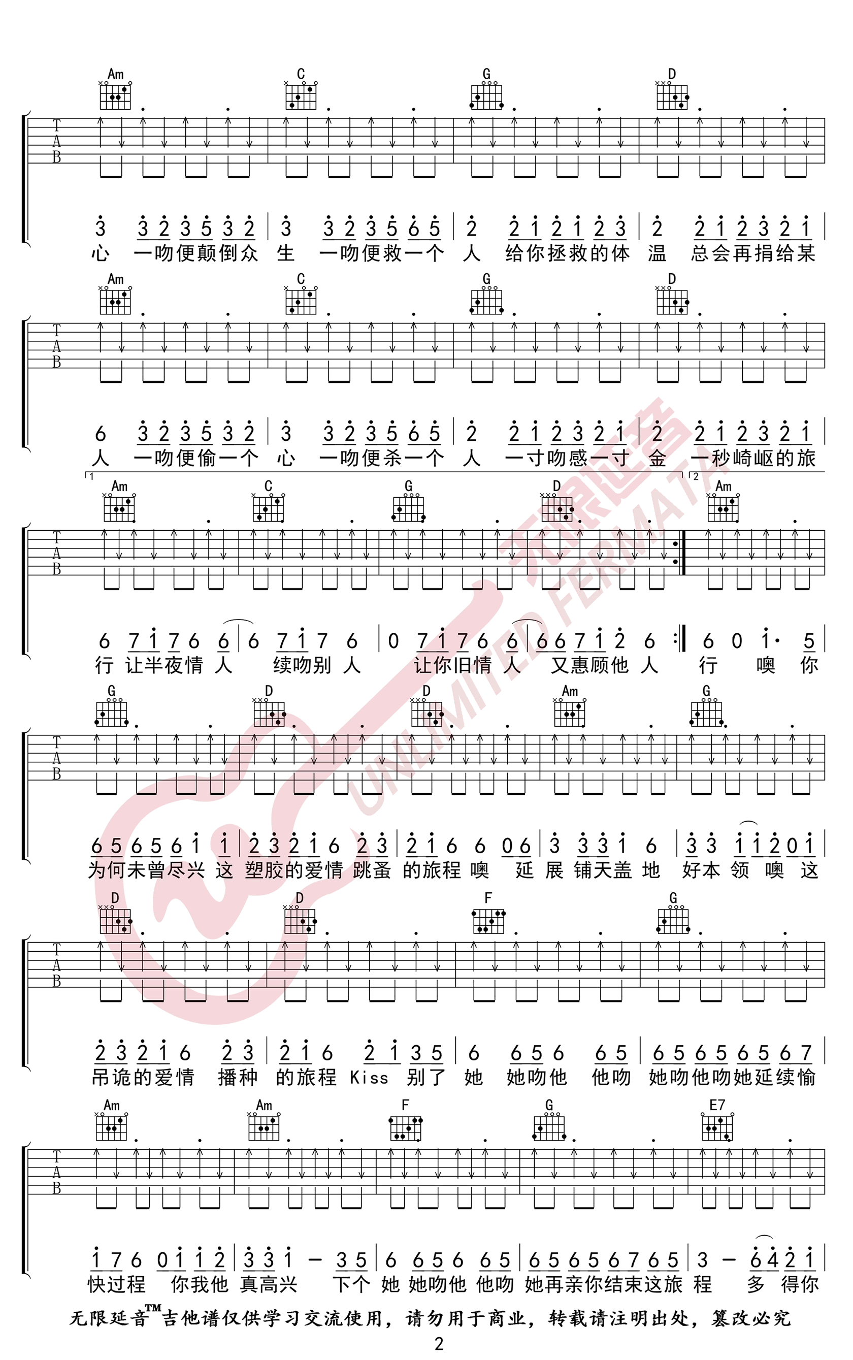 《处处吻》吉他谱 杨千�-2