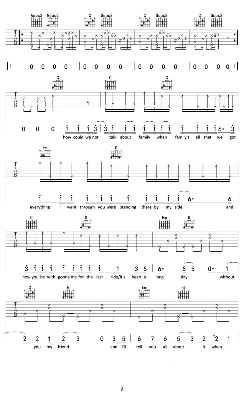 See You Again吉他谱  速度与激情片尾曲