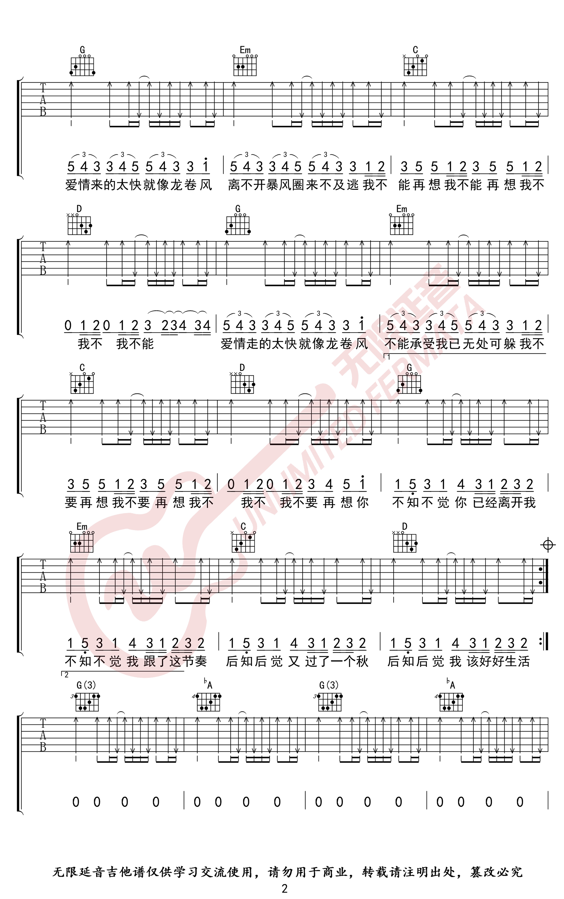 周杰伦《龙卷风》吉他谱-2