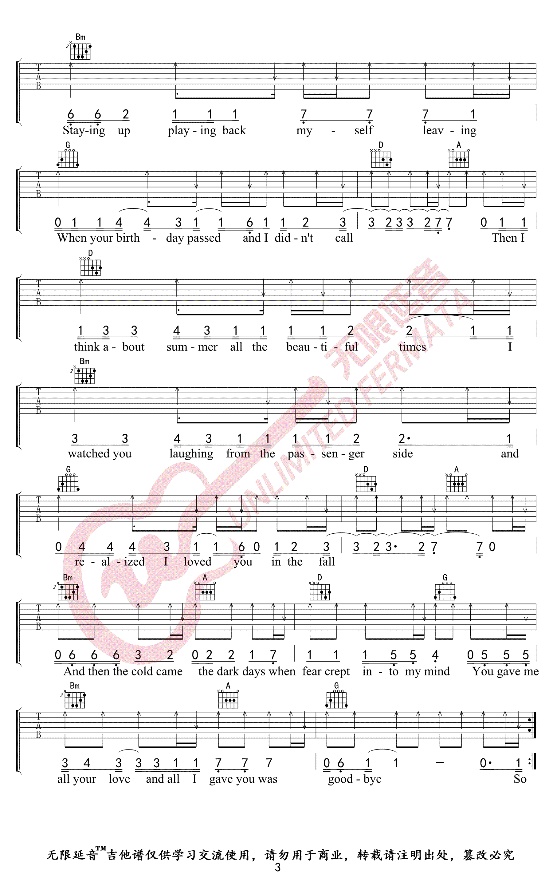 Back To December吉他谱 Taylor Swift-3