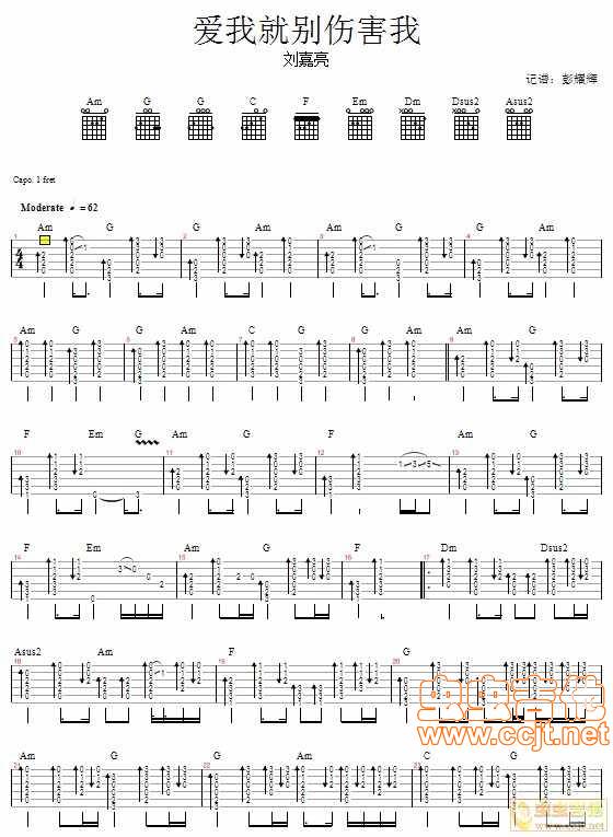 爱我就别伤害我吉他谱