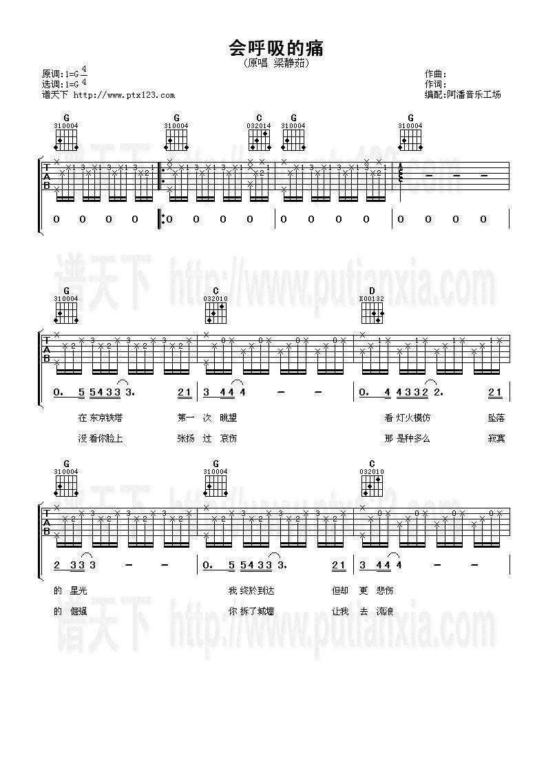 会呼吸的痛吉他谱