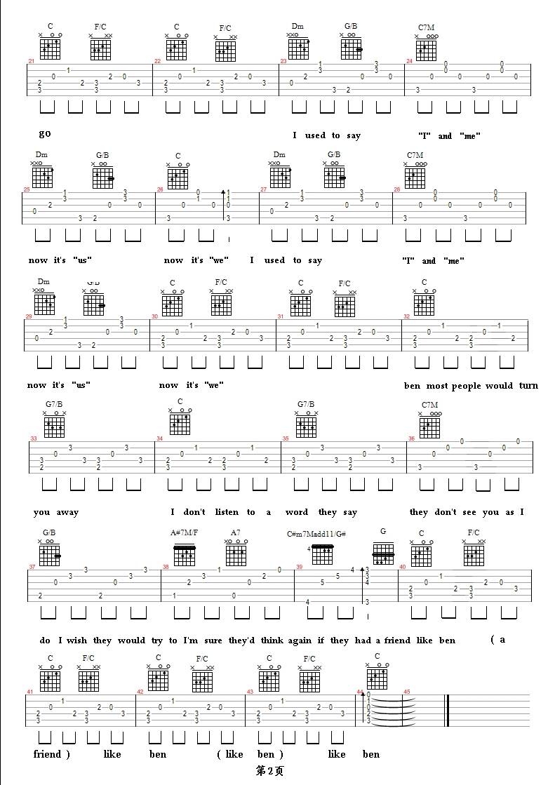 ben(完美版)吉他谱 